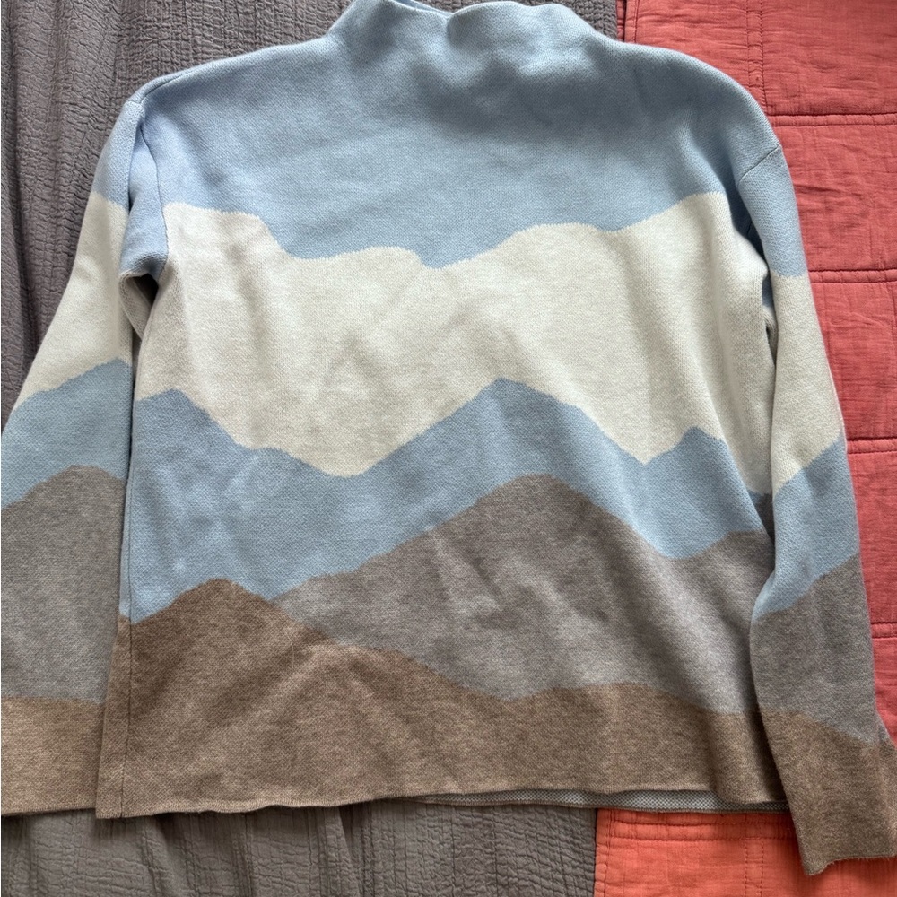 Rachel Zoe Blue and Brown Cowl Neck Sweater
